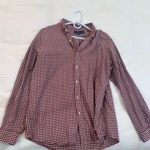 Ralph Lauren Men's Maroon & White Gingham Button-Down Shirt